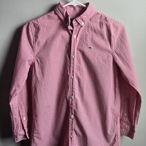 Vineyard Vines Boys Pink Checkered Button-Down Shirt